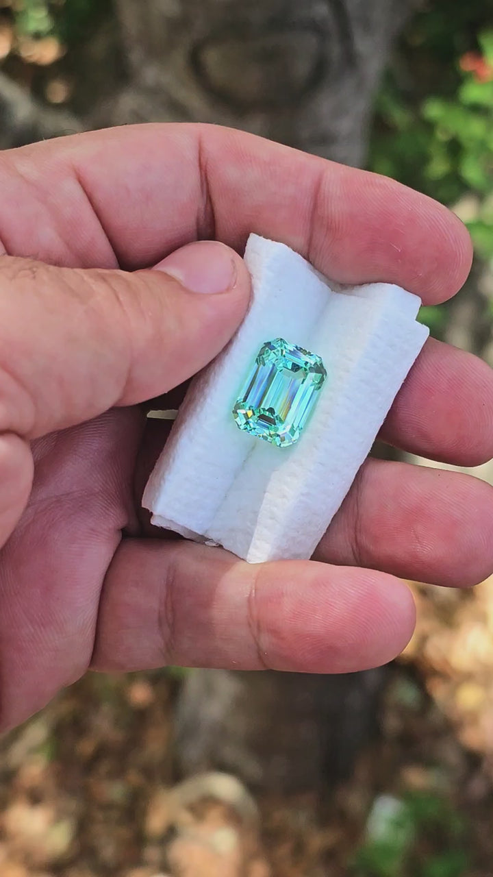 Pastel Mint Laser Garnet, Emerald Cut, 15.91 Carats