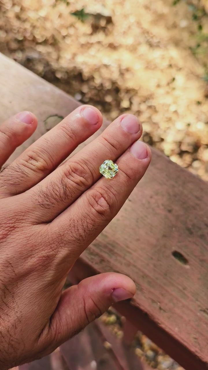 Pale Ghost Green Garnet, Asscher Cut, 10.2 Carats