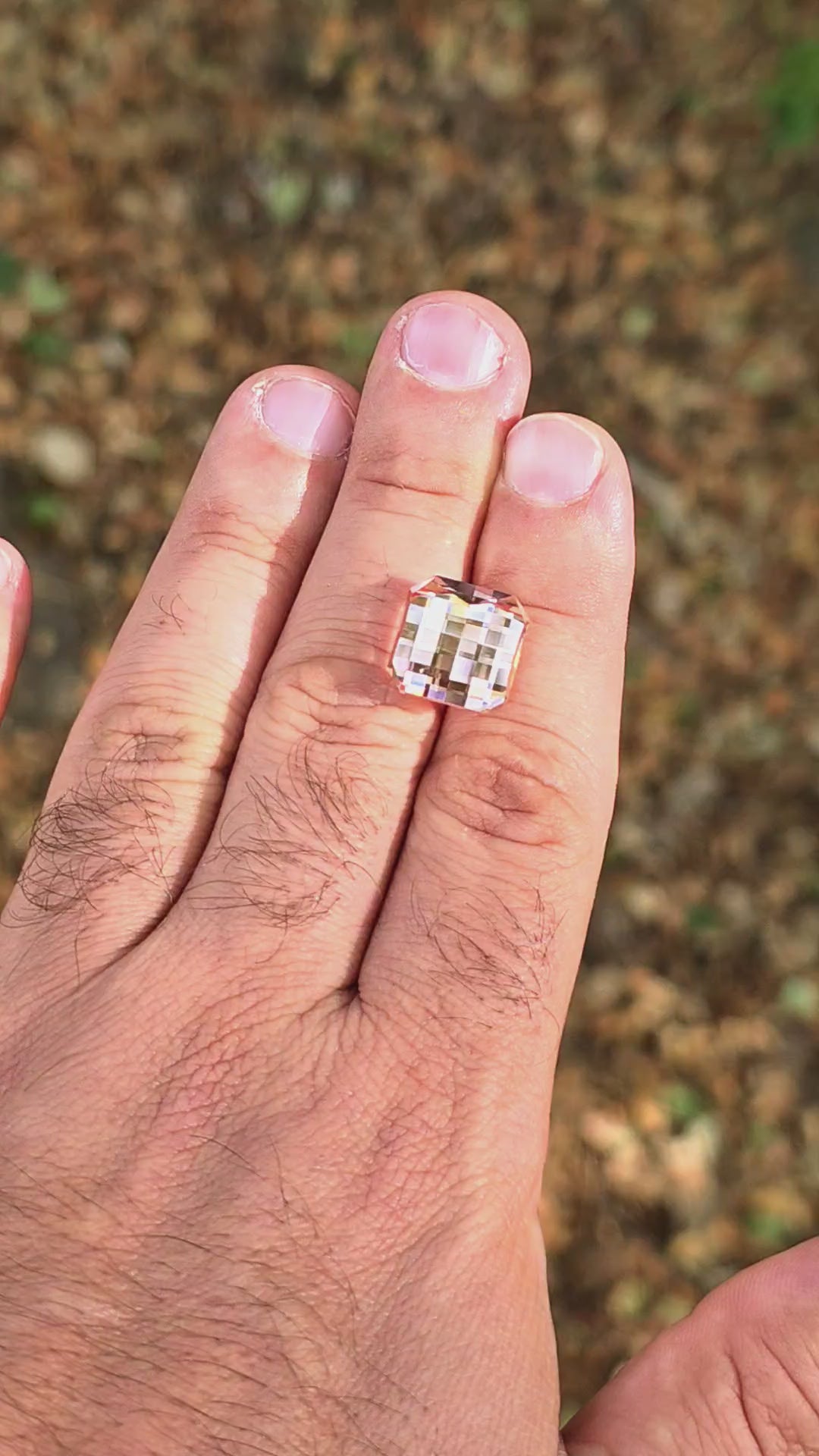 Peachy 🍑 "Morganite" Colored Lab Sapphire, Pixel Square Cut, 15.45 Carats