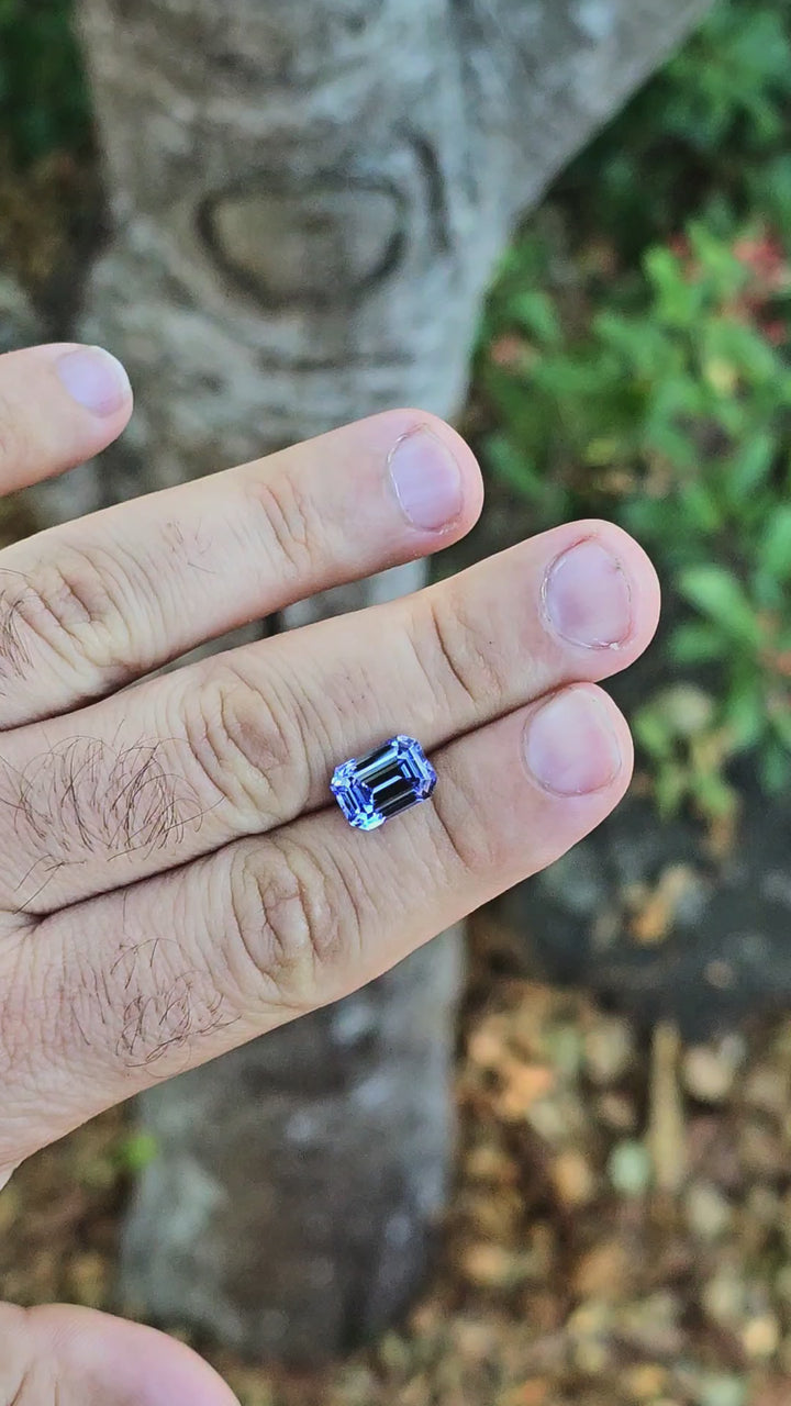 Blue Czochralski Lab Sapphire, Emerald Cut, 6.13 Carats