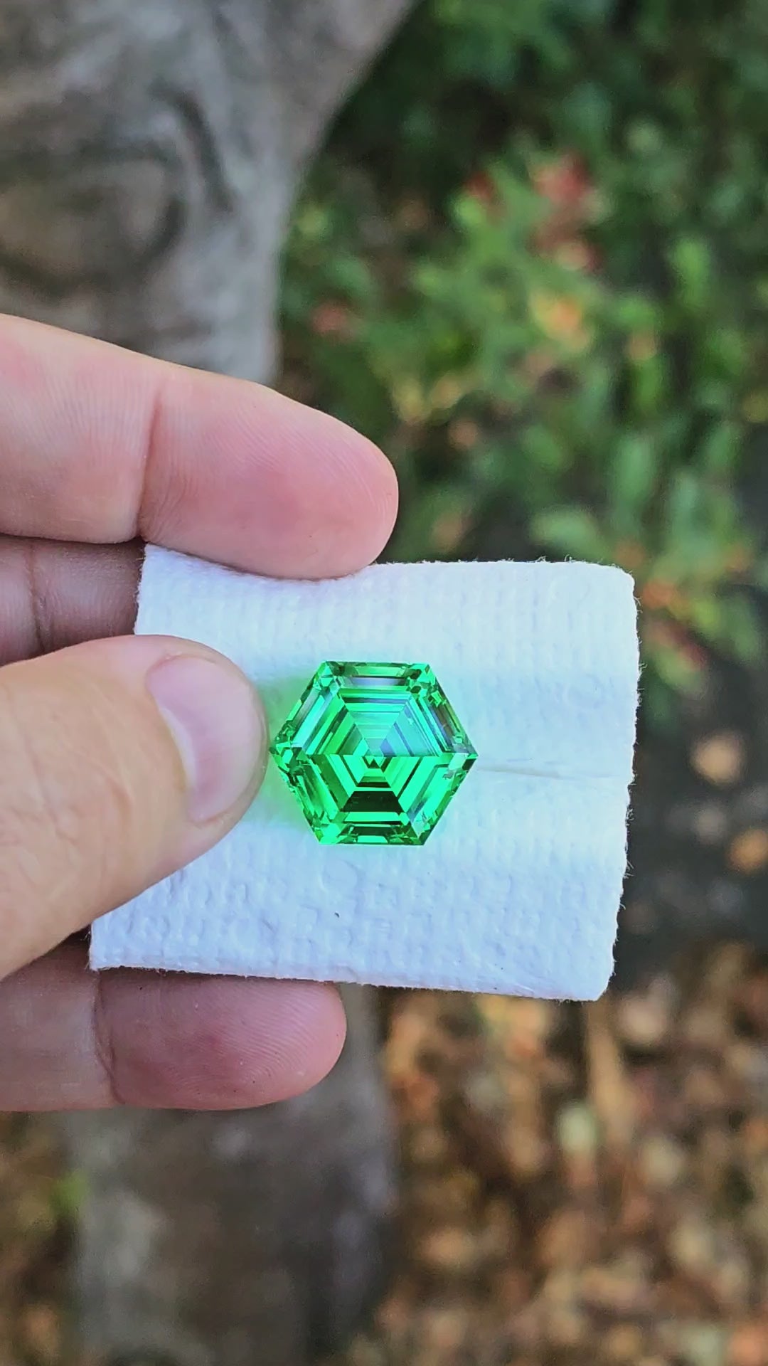 Vivid Green Vanadium YAG, Hexagon Step Cut, 31.56 Carats