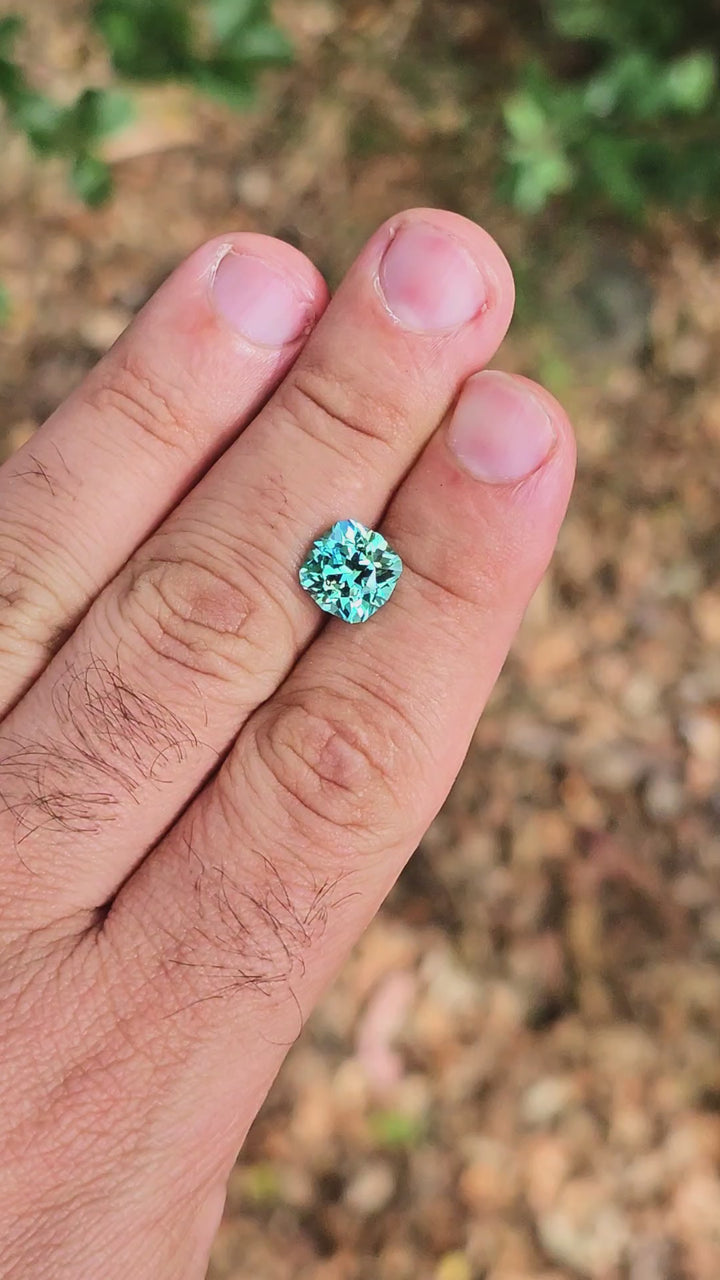 Bright Cobalt Teal Lab Sapphire, House Of Sylas Cushion Cut, 4.79 Carats