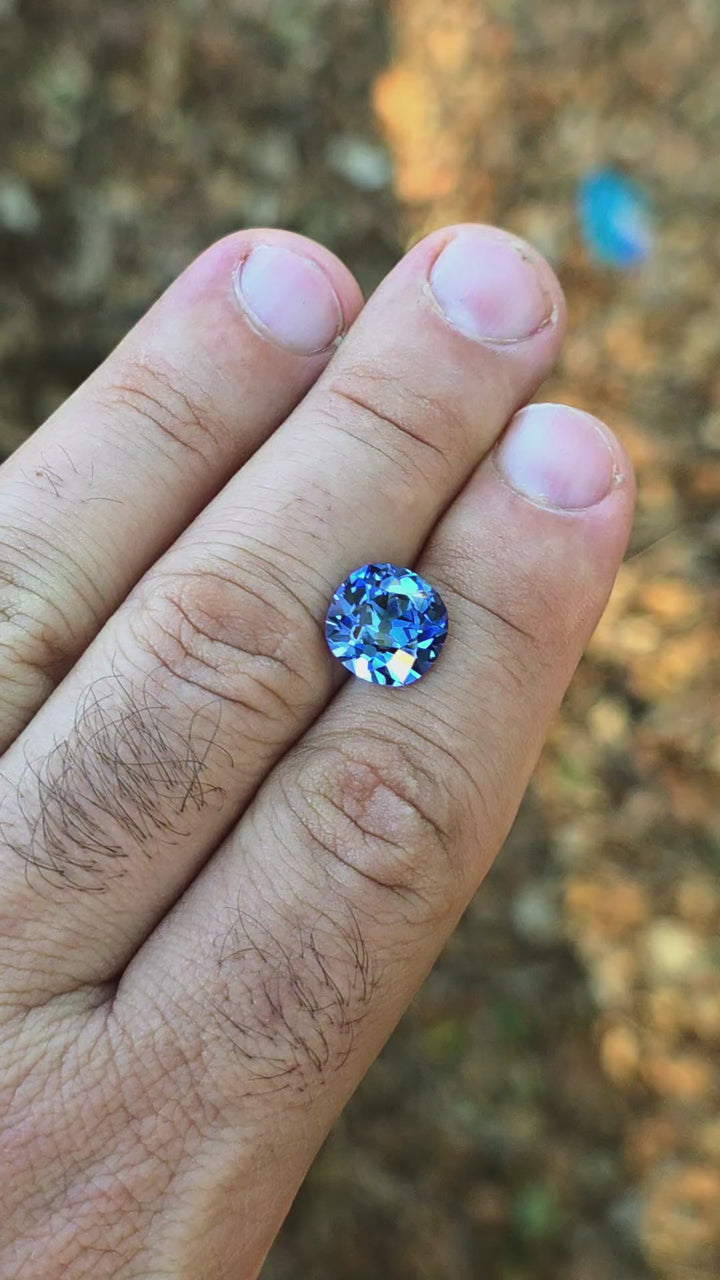 Blue Czochralski Lab Sapphire, Antique Cushion Cut, 6.58 Carats