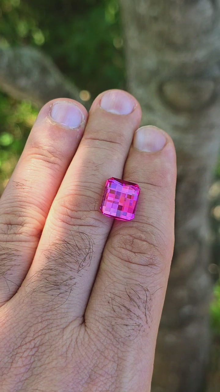 Pink Lab Sapphire, Pixel Rectangle Cut, 11.32 Carats