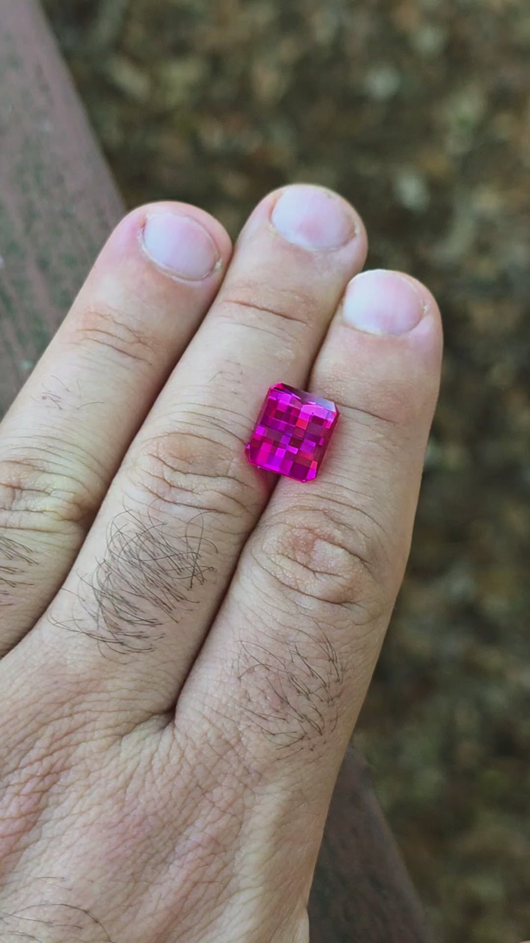 Neon Pink Lab Sapphire, Pixel Rectangle Cut, 9.26 Carats