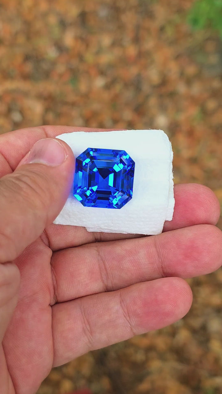 Czochralski Cobalt Spinel, Asscher Cut, 37.51 Carats