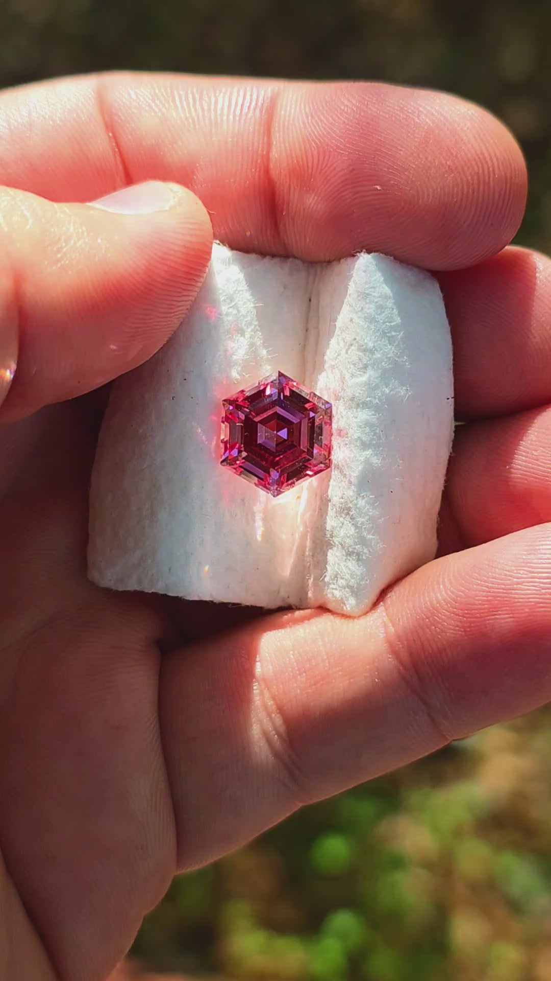 Czochralski Titanium Pink Sapphire, Hexagon Step Cut, 6.64 Carats