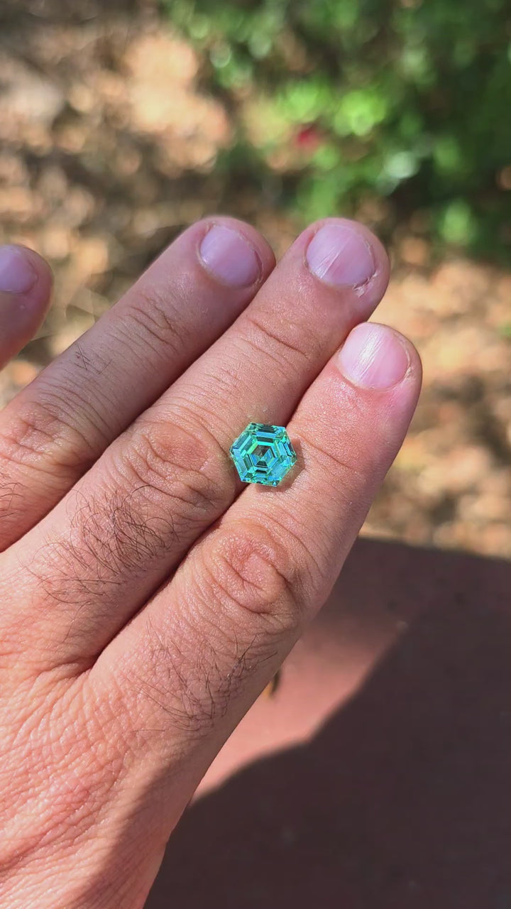 Pastel Mint Laser Garnet, Hexagon Step Cut, 6.40 Carats