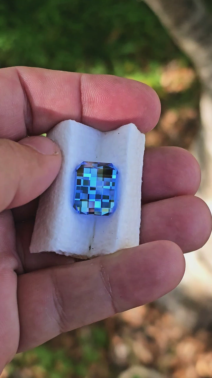 Cornflower Blue Lab Spinel, Pixel Rectangle Cut, 15.20 Carats