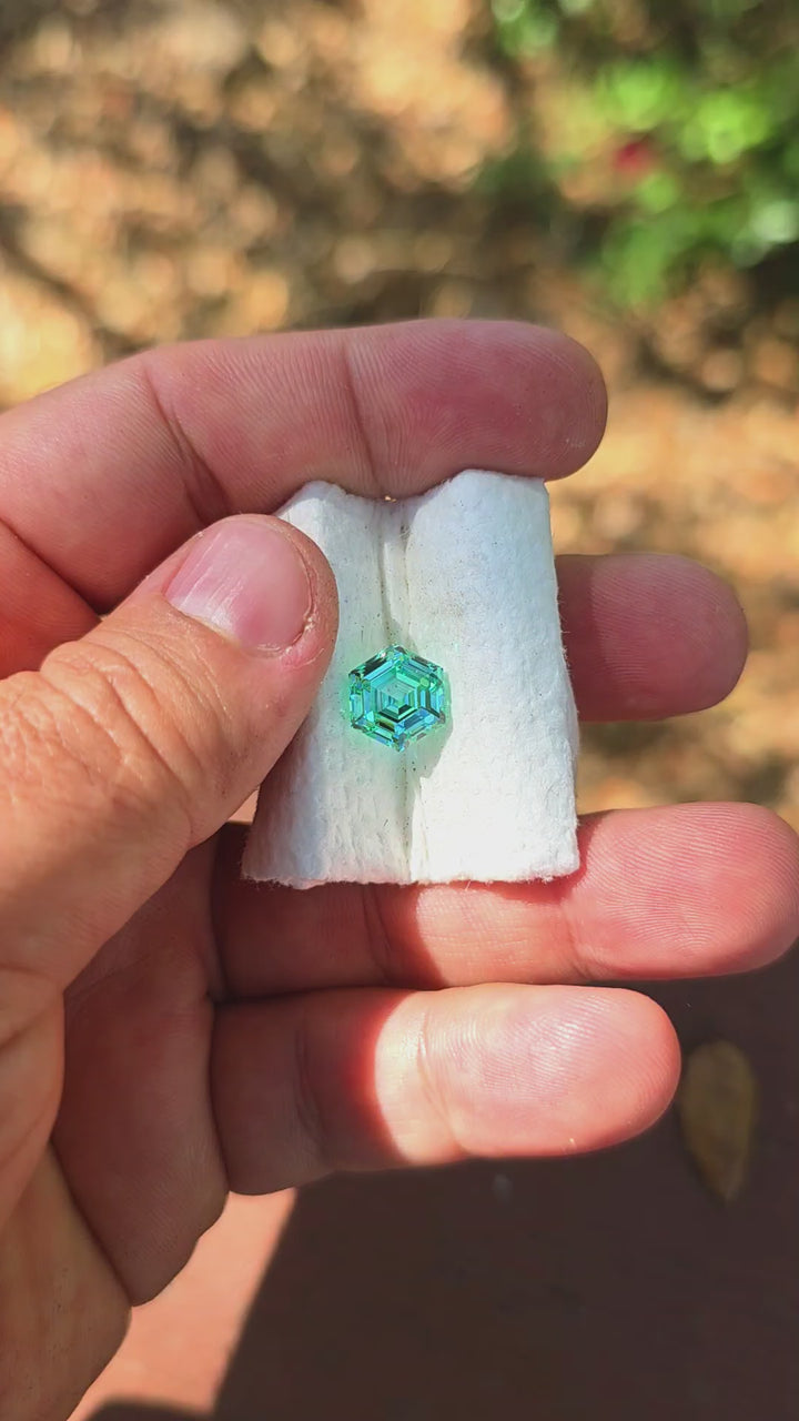 Pastel Mint Laser Garnet, Hexagon Step Cut, 6.40 Carats