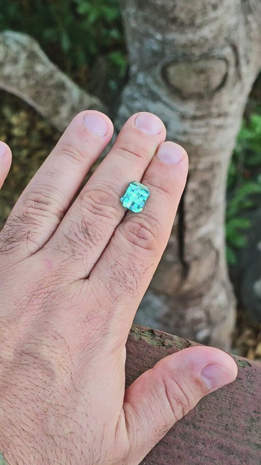 Cobalt Teal Lab Sapphire, Pixel Rectangle Cut, 8.18 Carats