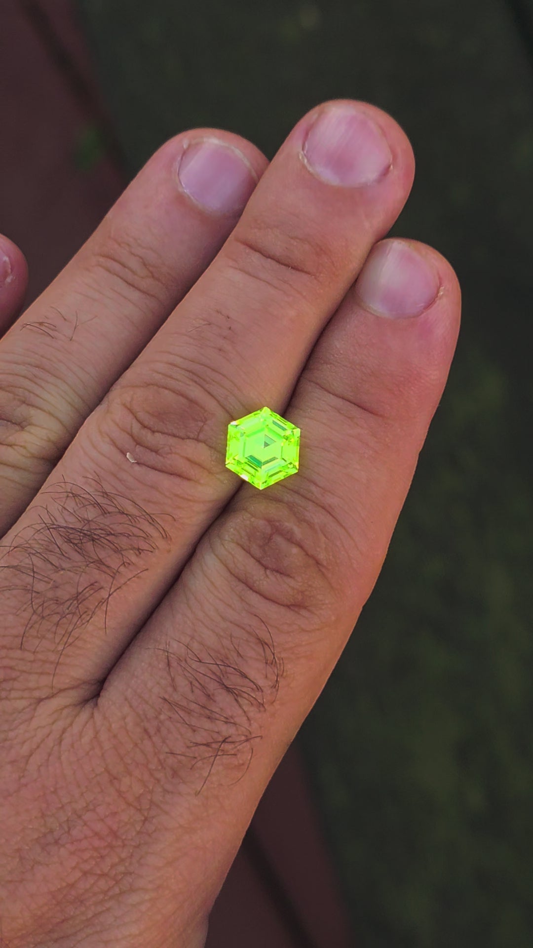 Green LuAG, Hexagon Step Cut, 6.62 Carats