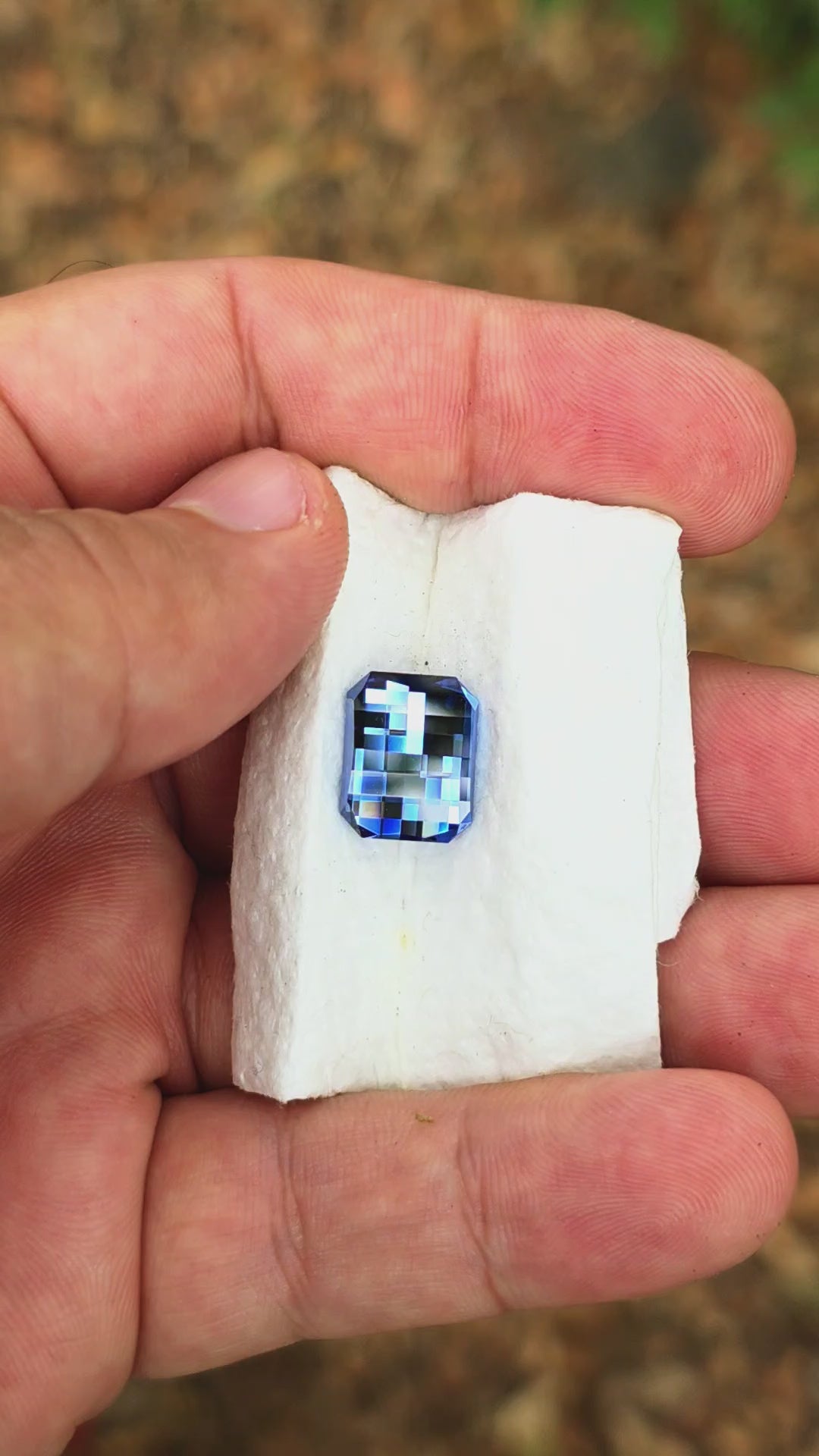 Blue Czochralski Lab Sapphire, Pixel Rectangle Cut, 8.30 Carats