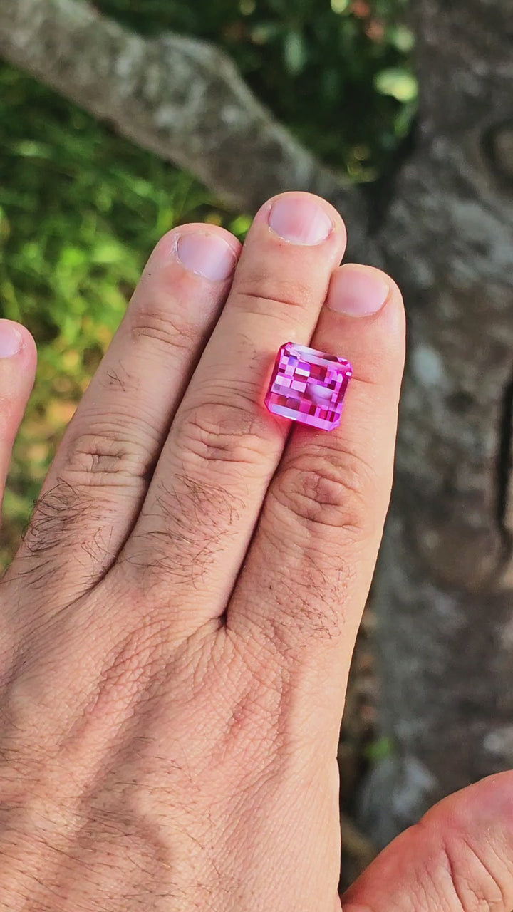 Pink Lab Sapphire, Pixel Square Cut, 16.61 Carats