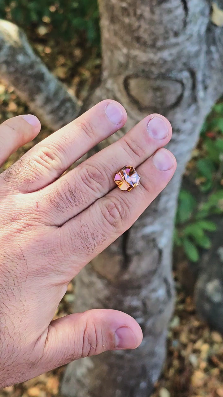 Toasted Orange Erbium YAG, Tessellation Cut, 13.93 Carats