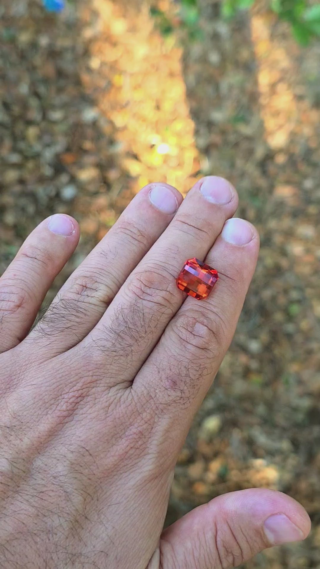 Fire Orange Lab Sapphire, Pixel Square Cut, 11.44 Carats