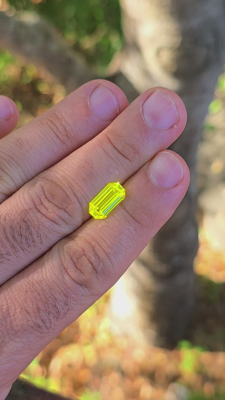 "Ultra" Glow In The Dark Lab Garnet, Stretched Octagon Cut, 5.30 Carats