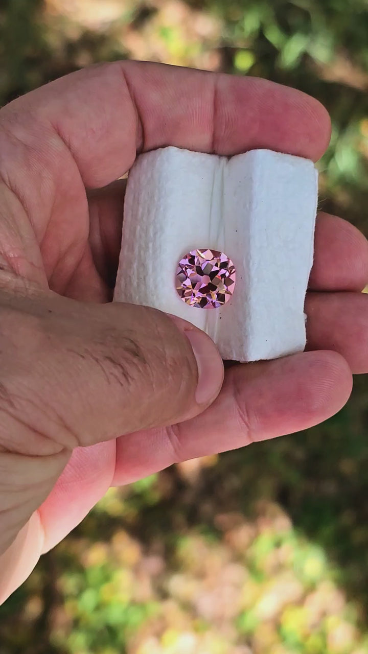 Czochralski Titanium Pink Sapphire, Antique Cushion Cut, 8.83 Carats