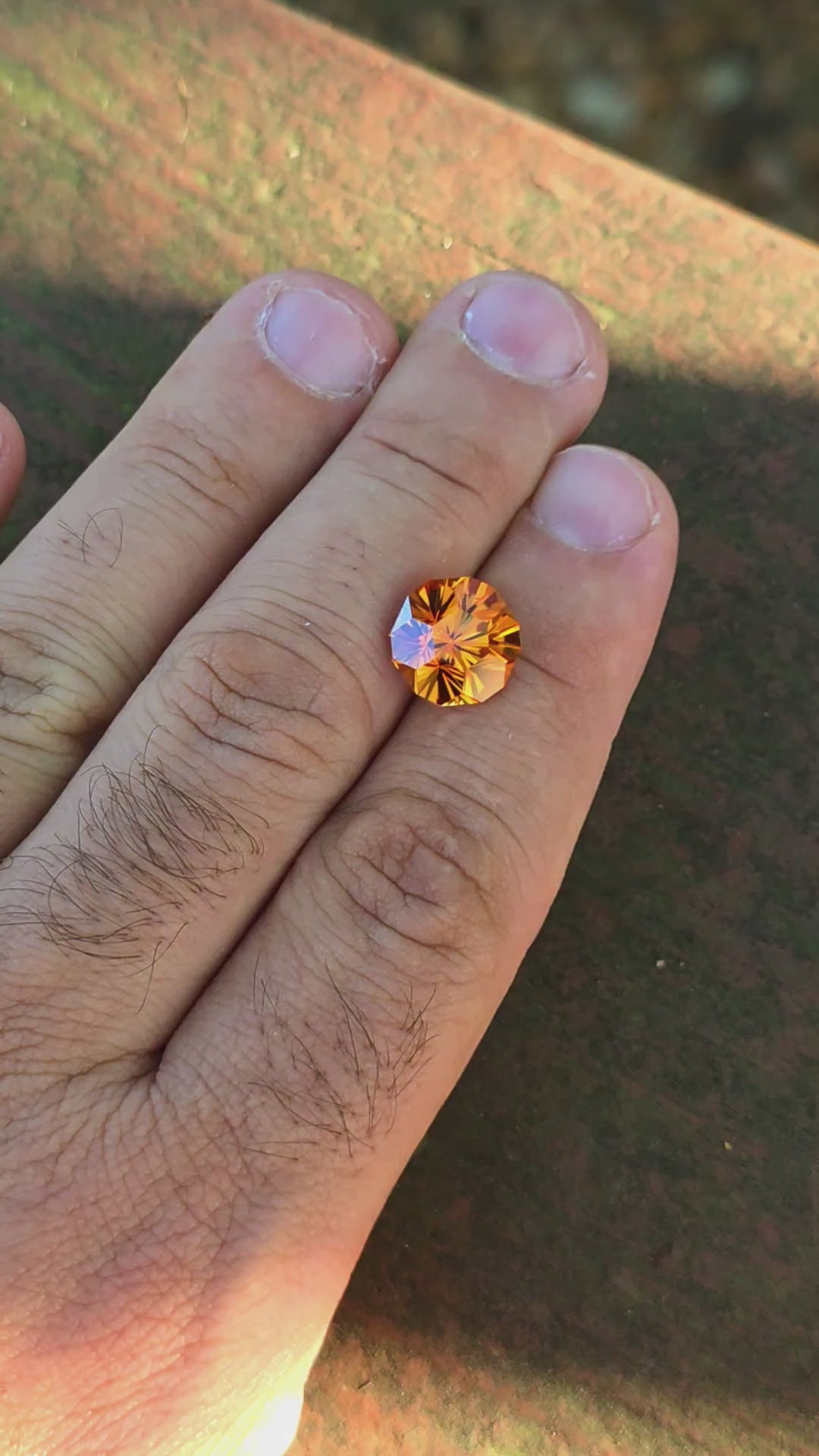 Pumpkin Orange Lab Sapphire, Gnome's Geode Cut, 7.30 Carats