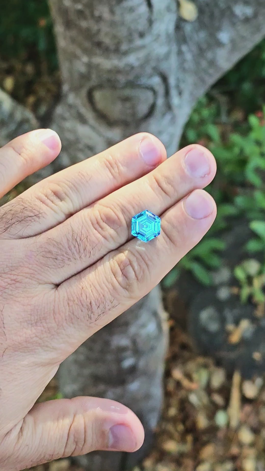 Blue Cobalt YAG, Hexagon Step Cut, 9.80 Carats