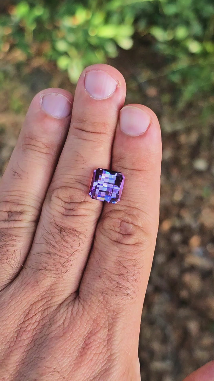 Light Purple Lab Sapphire, Pixel Square Cut, 8.10 Carats