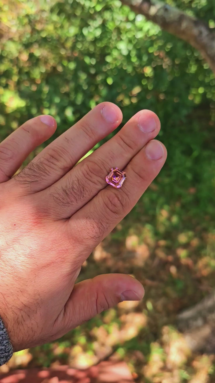 Padparadscha Erbium YAG, Asscher Cut, 7.65 Carats