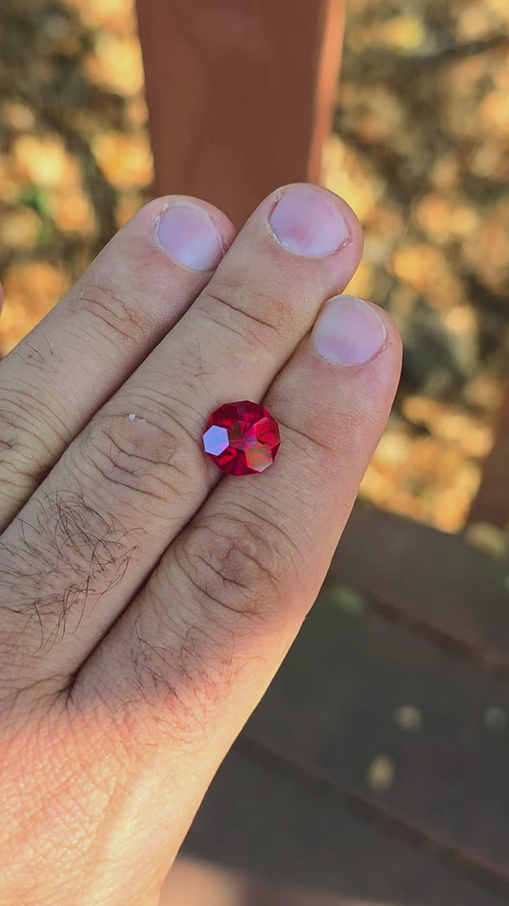 Pigeon Blood Lab Spinel, Gnome's Geode Cut, 5.51 Carats