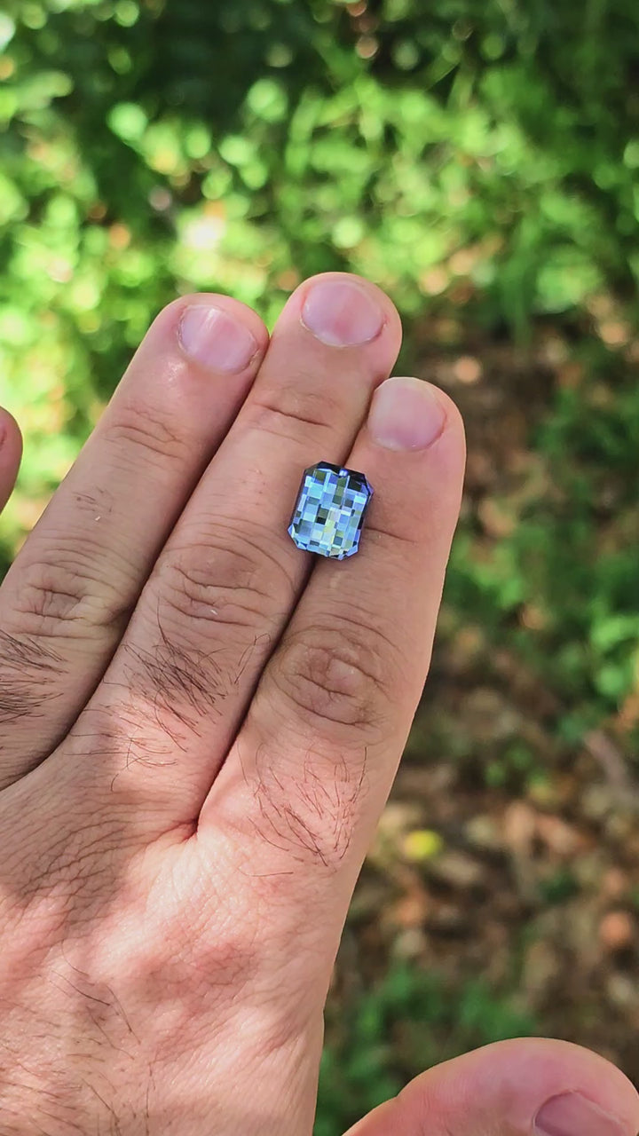 Blue Czochralski Lab Sapphire, Pixel Rectangle Cut, 8.10 Carats