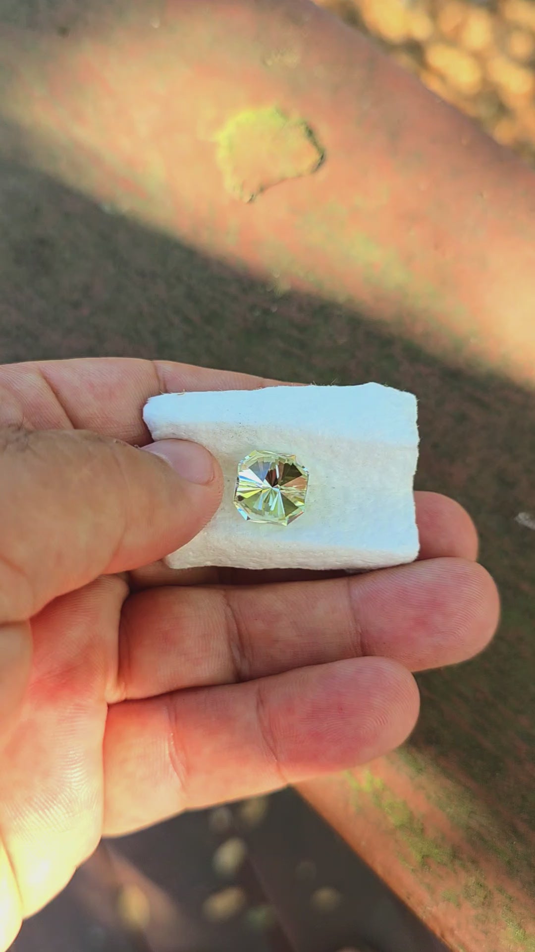 Gray Green Ytterbium YAG, Tessellation Cut, 9.96 Carats