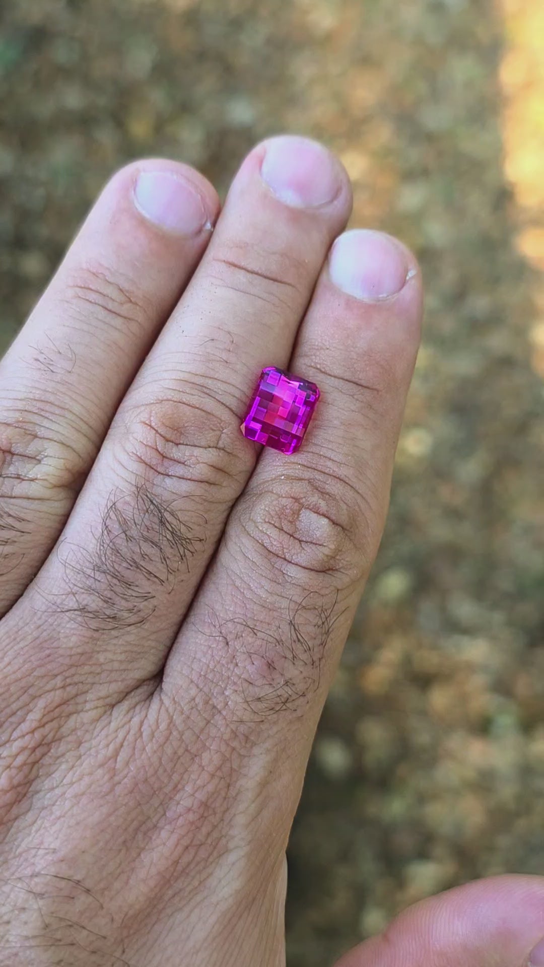 Neon Purple Lab Sapphire, Pixel Rectangle Cut, 5.60 Carats