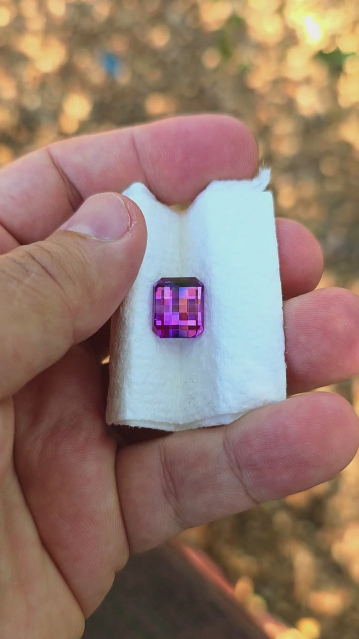 Purple Lab Sapphire, Pixel Rectangle Cut, 9.05 Carats