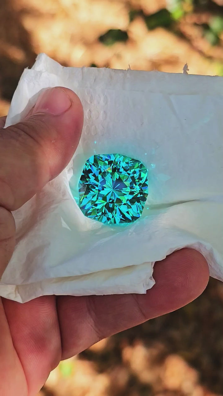 Teal "Paraiba" YAG, House Of Sylas Cushion Cut, 82.6 Carats