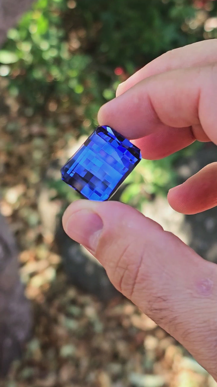 Blue Czochralski Lab Sapphire, Pixel Rectangle Cut, 56.70 Carats