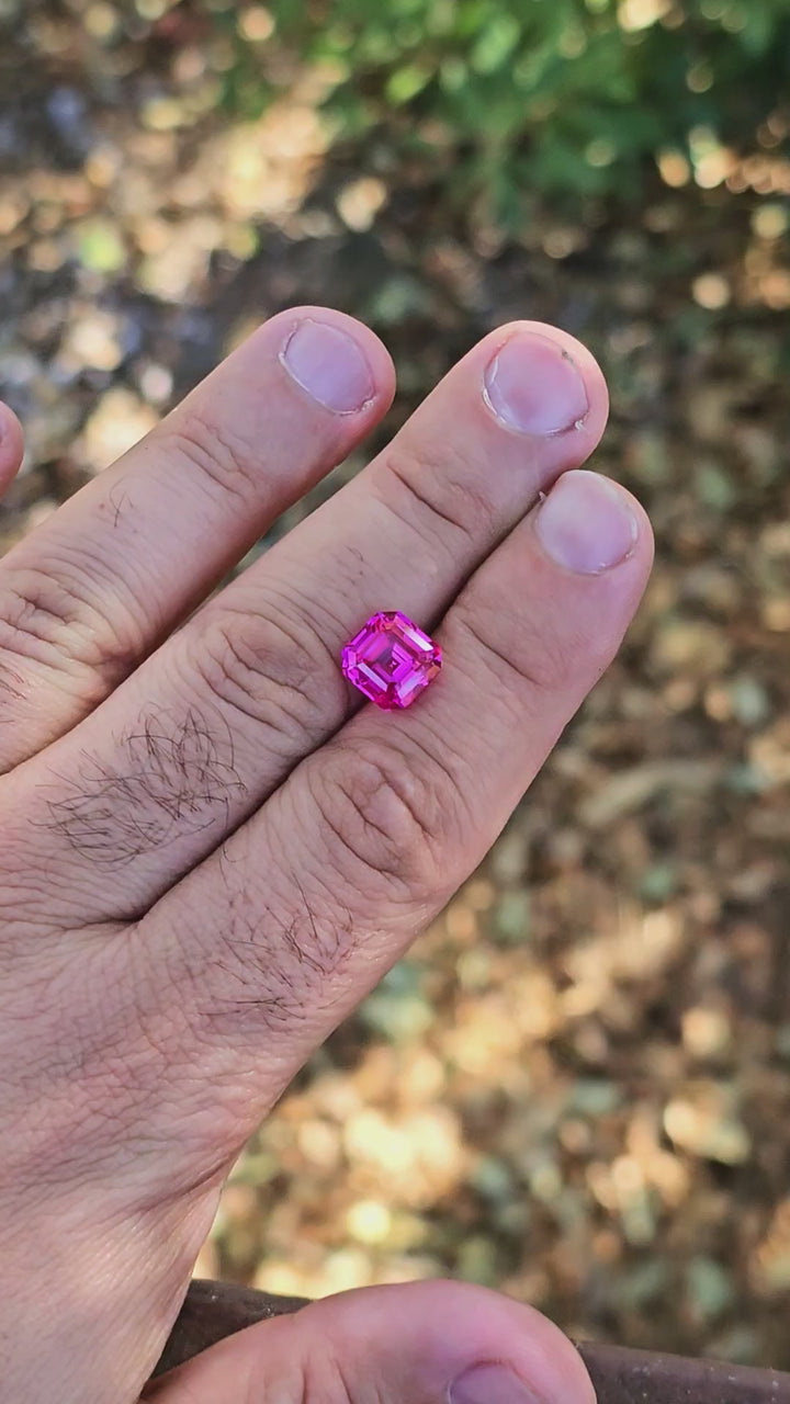 Neon Purple Lab Sapphire, Asscher Cut, 6.66 Carats