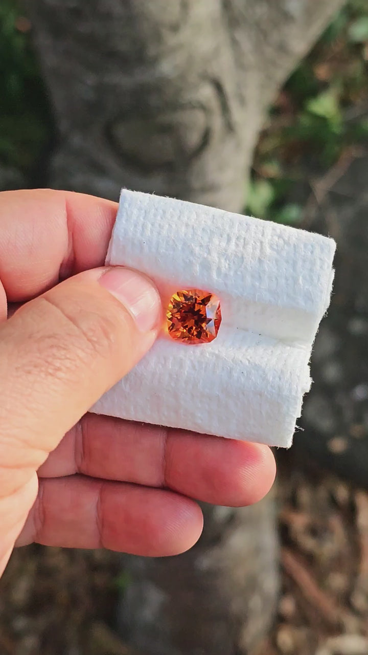 Pumpkin Orange Lab Sapphire, House Of Sylas Cushion Cut, 8.39 Carats