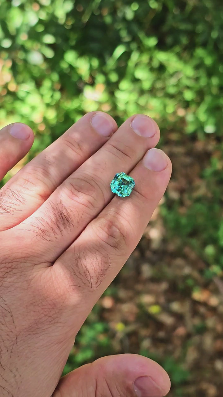 Cobalt Teal Lab Sapphire, Asscher Cut, 6.34 Carats
