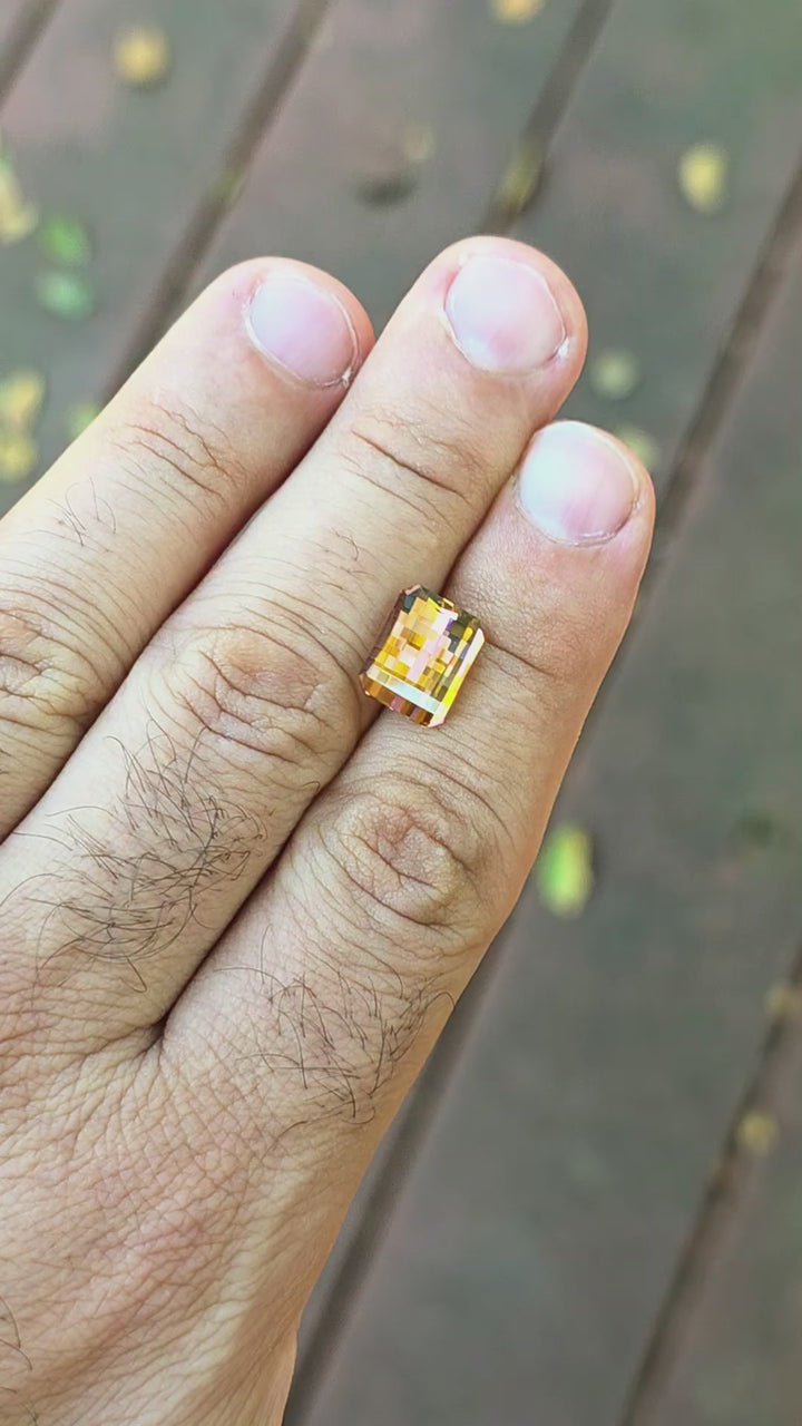Toasted Orange Erbium YAG, Pixel Rectangle Cut, 9.15 Carats
