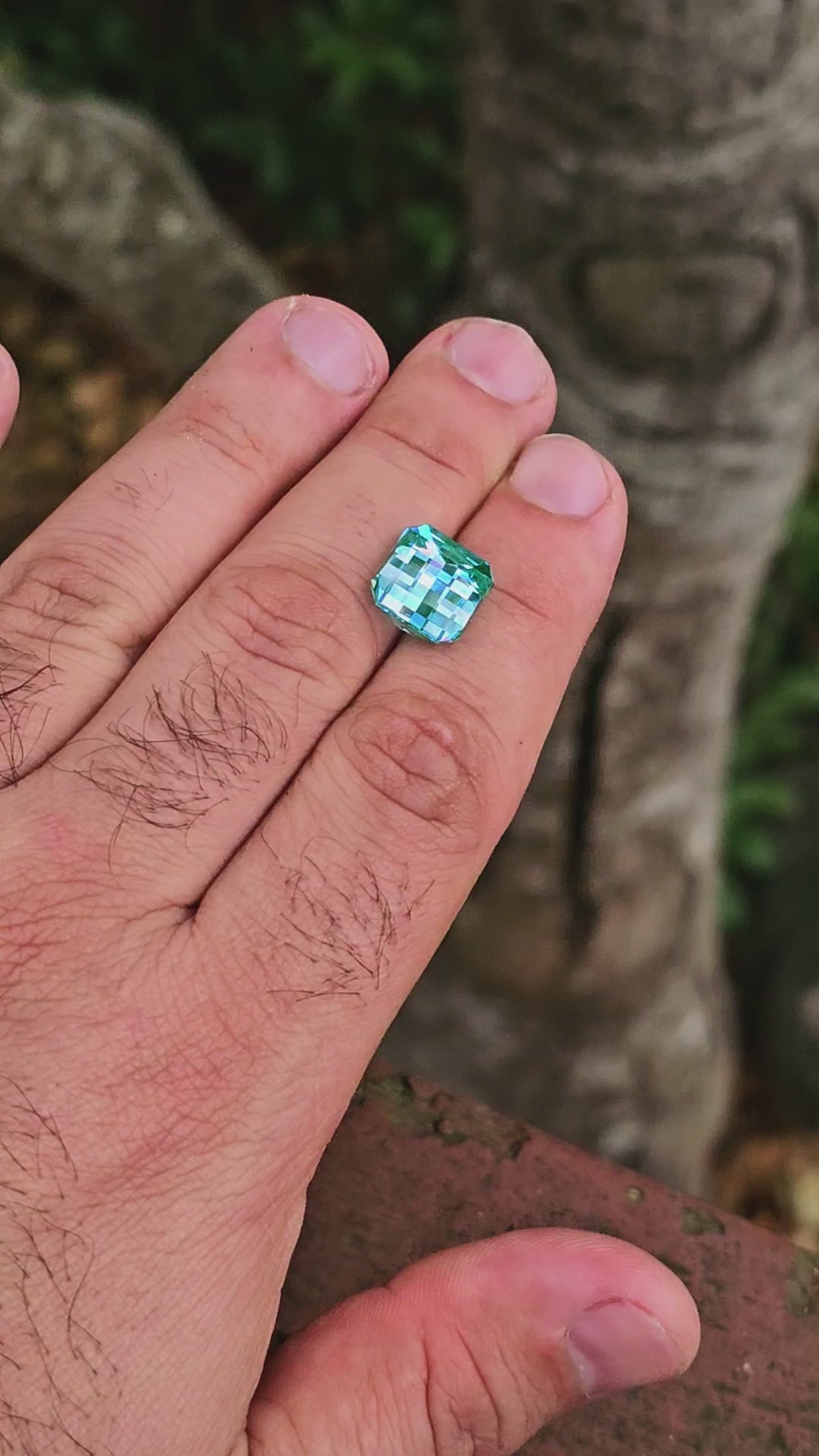 Bitterfeld Teal Lab Spinel , Pixel Square Cut, 8.58 Carats