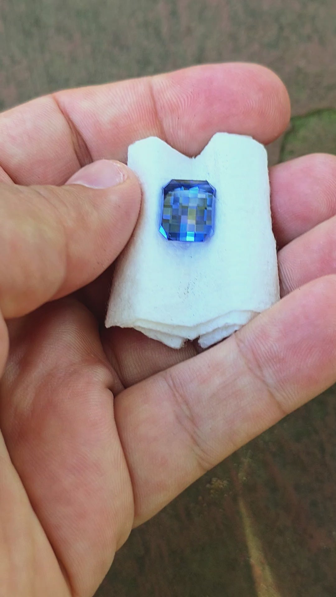Blue Czochralski Lab Sapphire, Pixel Rectangle Cut, 7.55 Carats