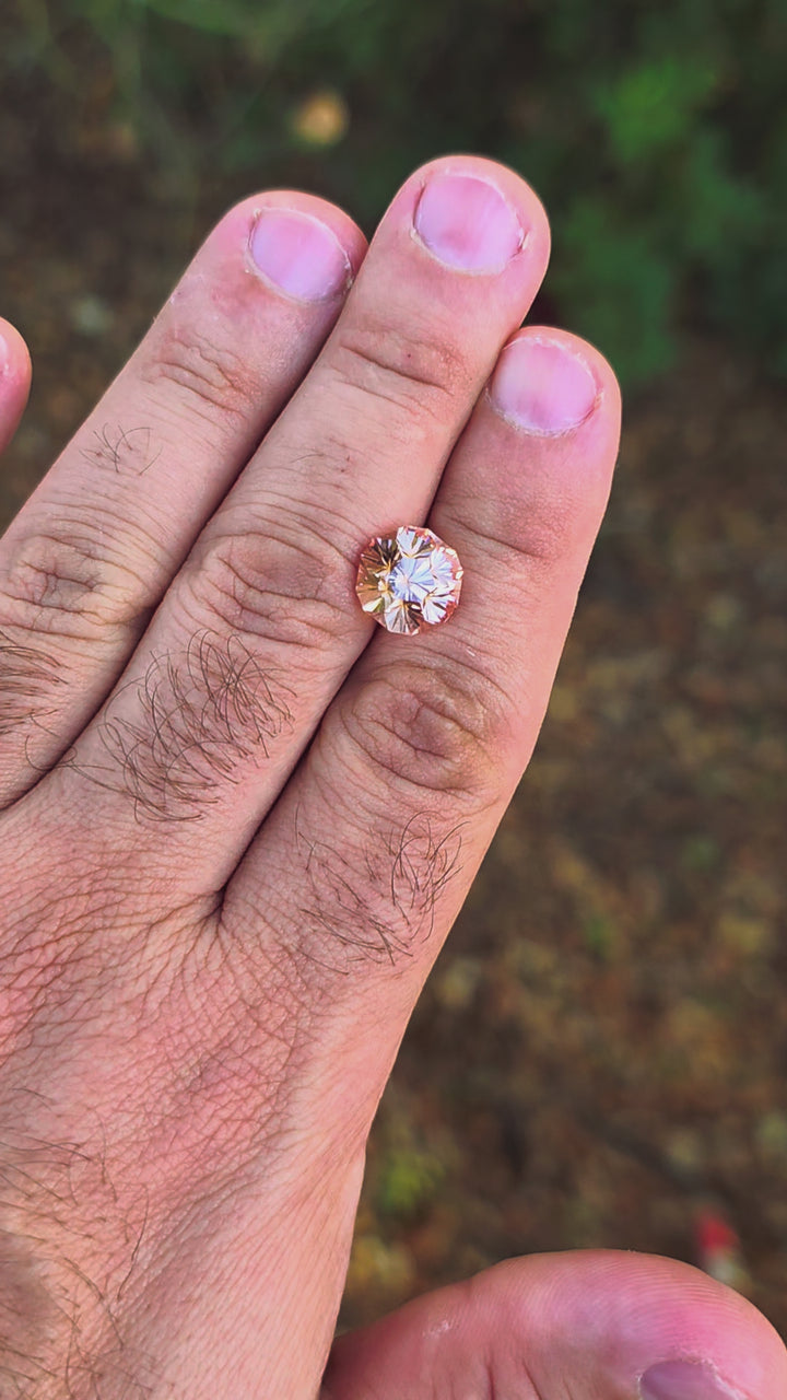 Peachy 🍑 "Morganite" Colored Lab Sapphire, Gnome's Geode Cut, 6.50 Carats
