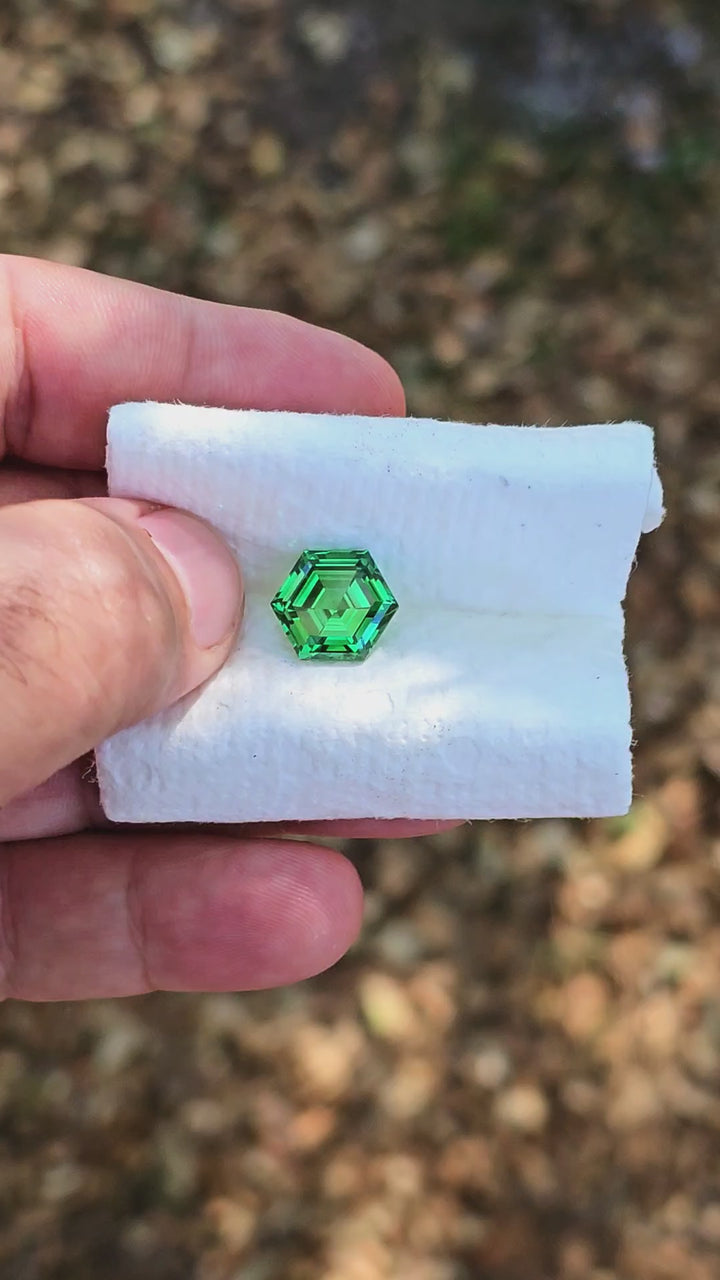 Green CTH YAG, Hexagon Step Cut, 8.73 Carats