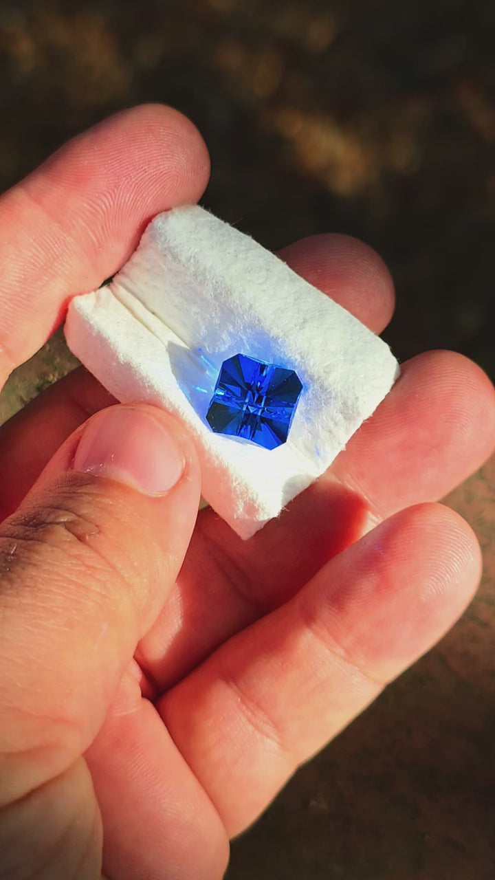 Czochralski Cobalt Spinel, Cross Square Cut, 8.23 Carats