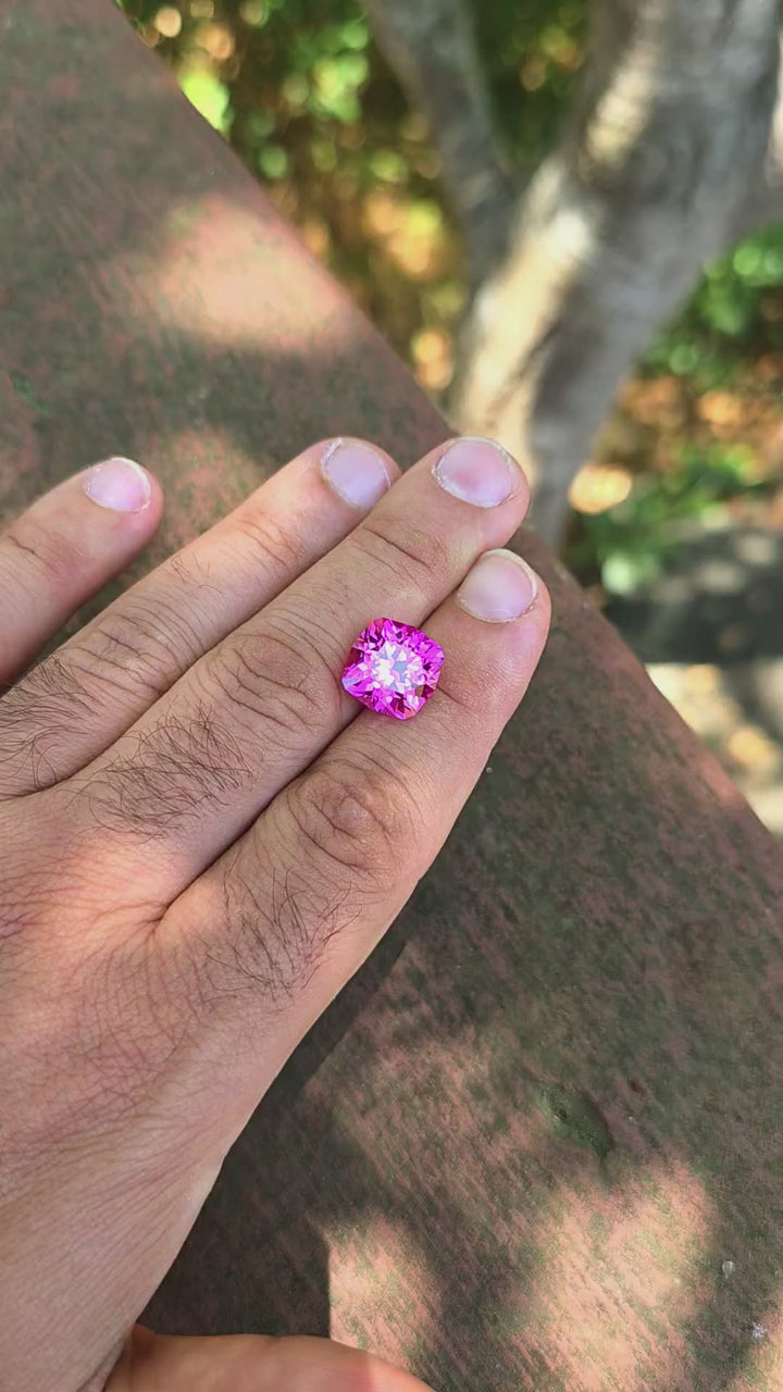 Pink Lab Sapphire, House Of Sylas Cushion Cut, 10.58 Carats