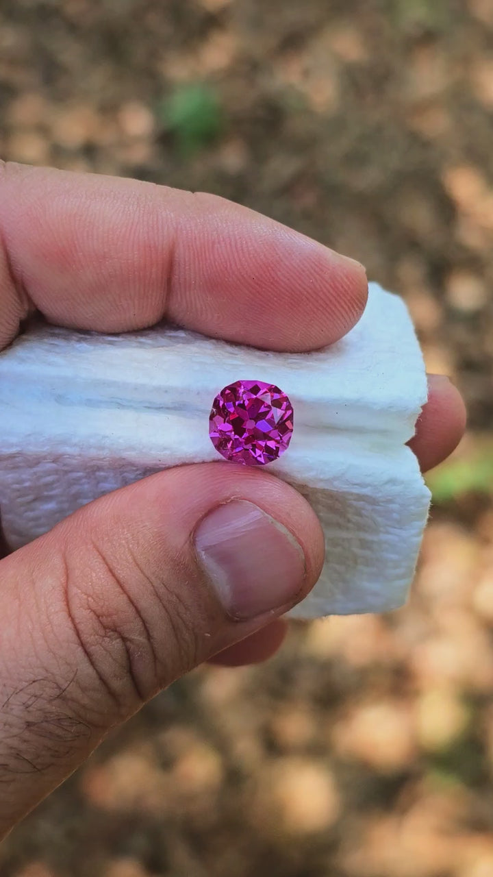 Vivid Lilac Czochralski Lab Spinel, Antique Cushion Cut, 4.28 Carats