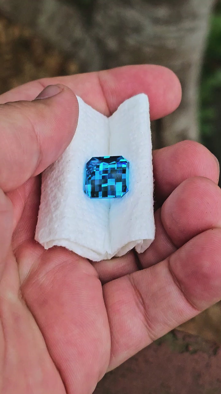 Blue Cobalt YAG, Pixel Square Cut, 16.15 Carats