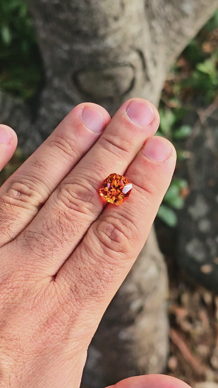 Pumpkin Orange Lab Sapphire, House Of Sylas Cushion Cut, 8.39 Carats