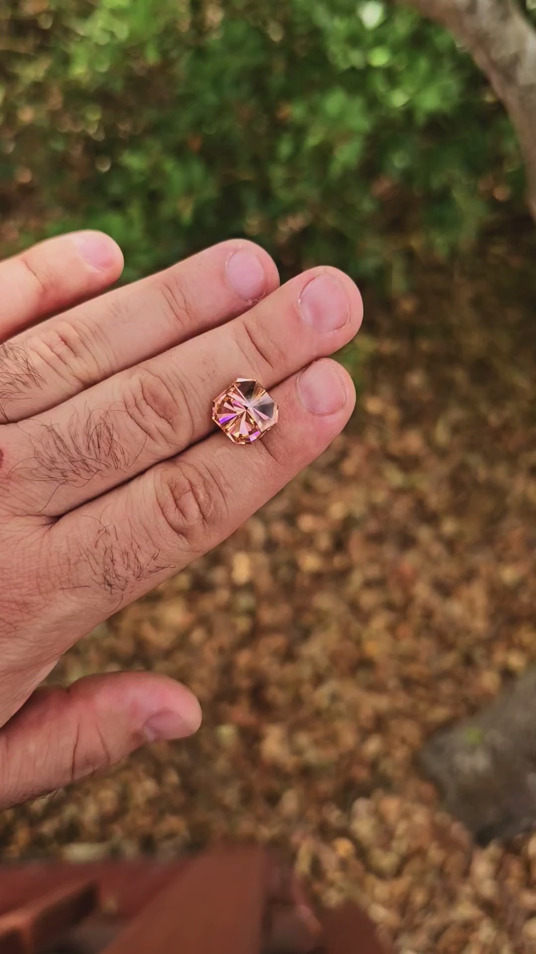 Padparadscha Erbium YAG, Tessellation Cut, 14.95 Carats