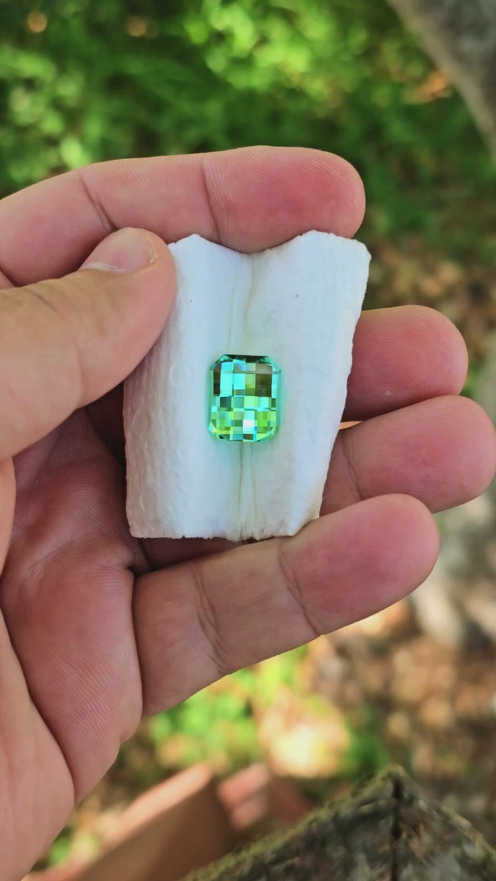 Teal "Paraiba" YAG, Pixel Rectangle Cut, 12.63 Carats