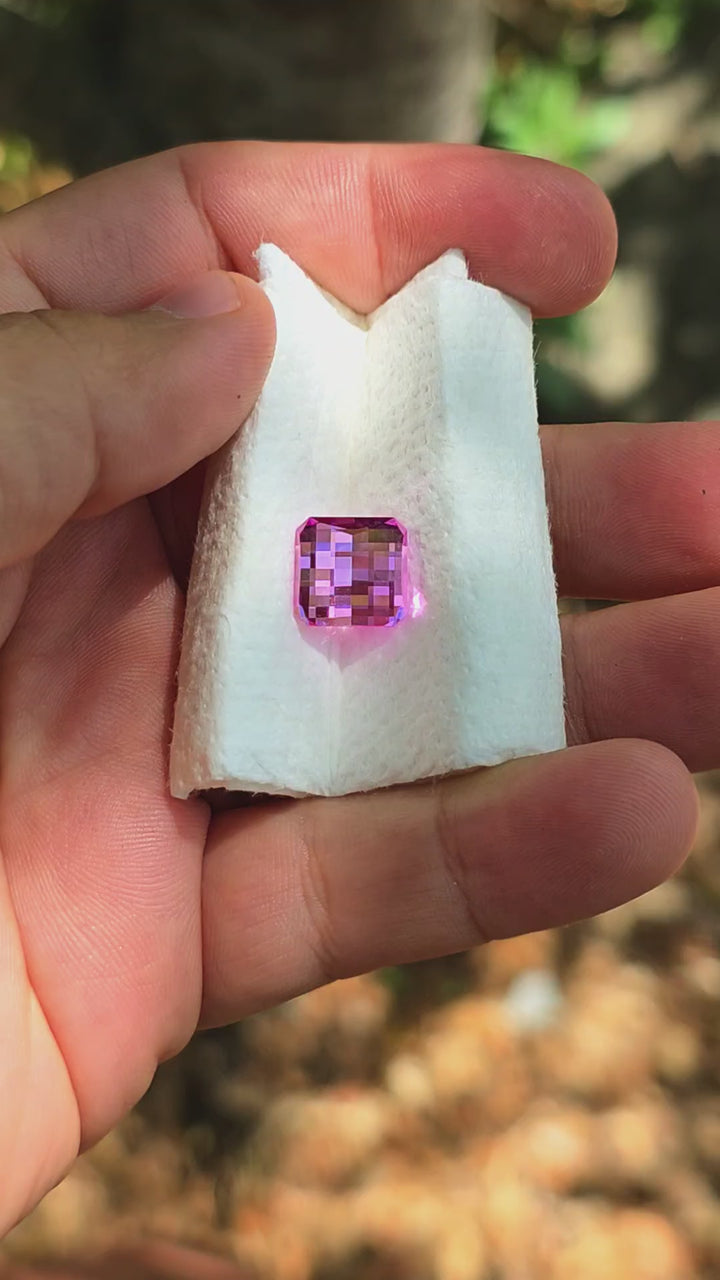 Blush Pink Lab Sapphire, Pixel Square Cut, 9.12 Carats