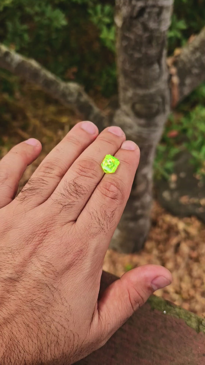 Green LuAG, Pixel Rectangle Cut, 14.41 Carats